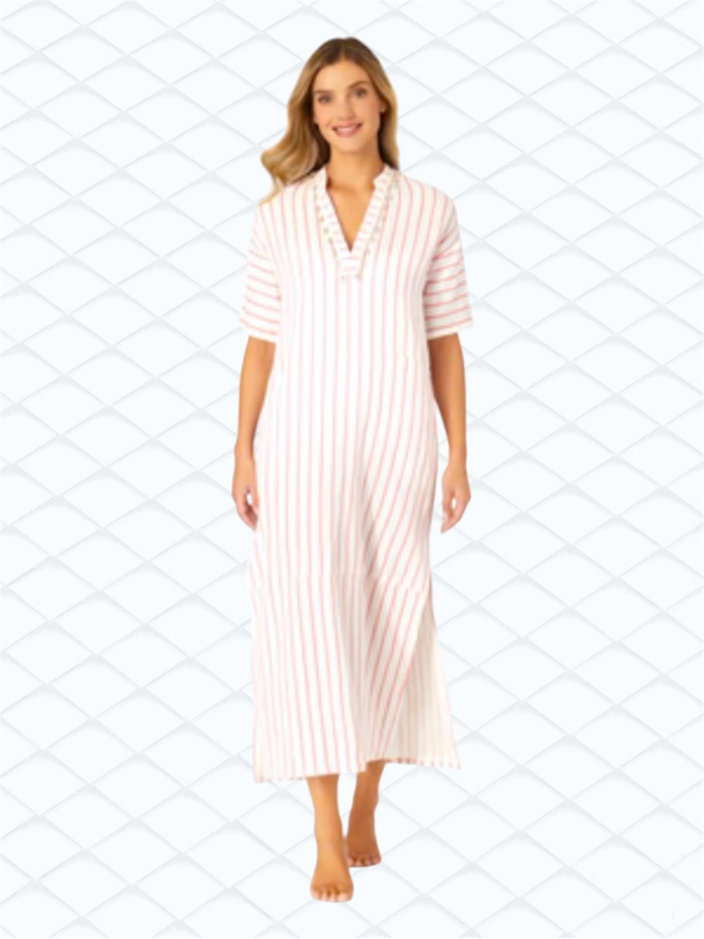 Anne Cole Ibiza Stripped Kaftan Coverup Beach Dress Size Large